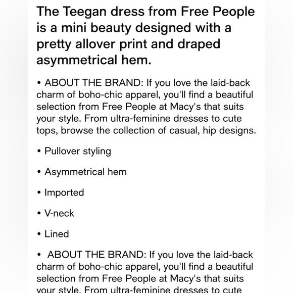 NWT Free People Dress Teegan Mini Faux Wrap Top Long Sleeve Floral V-Neck Large - Picture 6 of 10